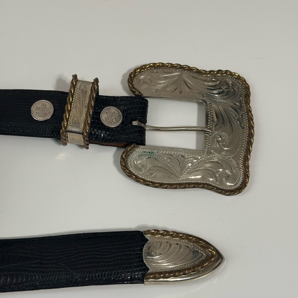 Al Beres Black Leather Belt with Silver Buckle Women’s Size 26 - Picture 7 of 14